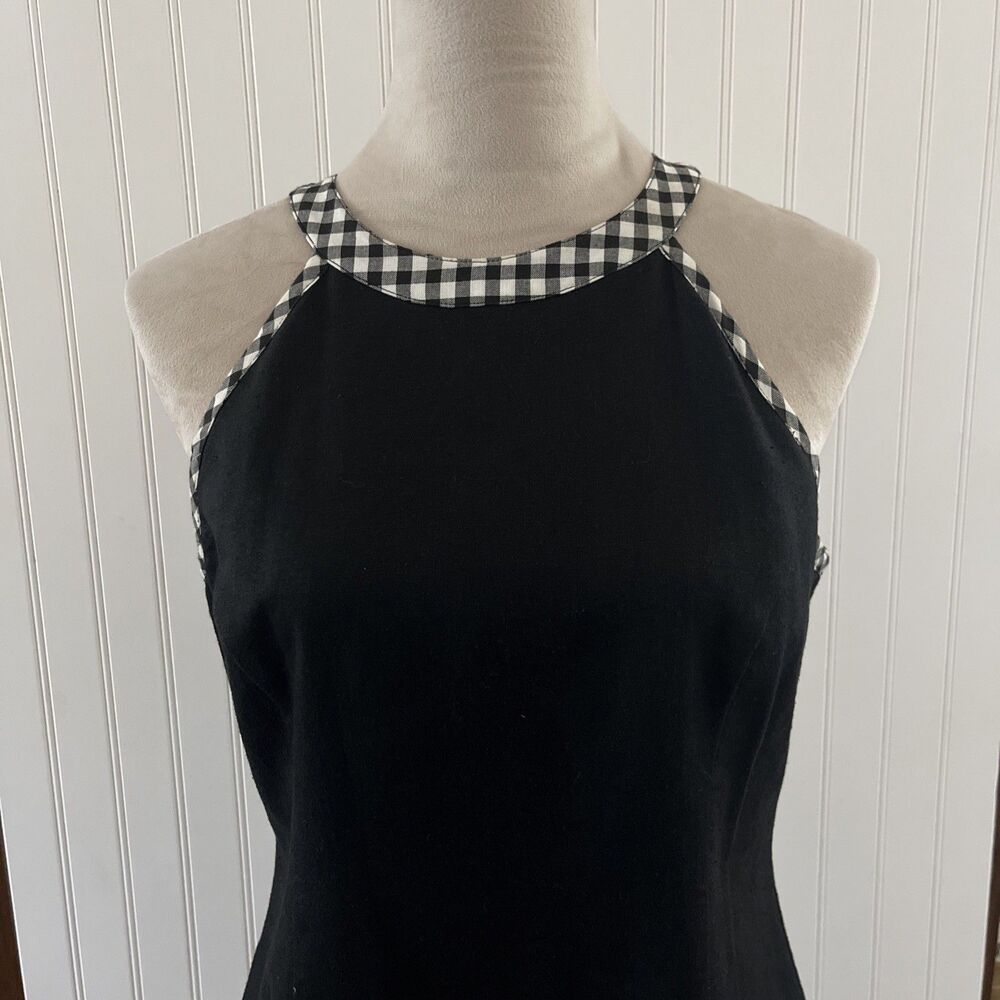 Jessica Howard Vintage Sleeveless Linen Blend Dress Daisy Appliqué B/W Trim Sz 8 - Picture 3 of 10
